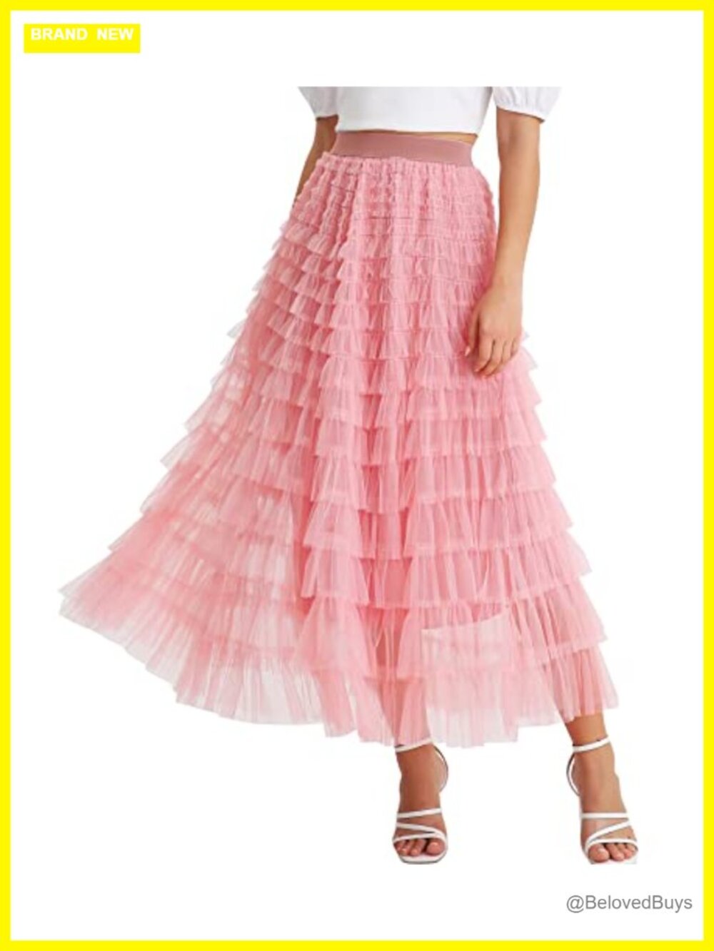 Multi-Layered Tulle Maxi Skirt Pleated High Waist Fluffy Tutu Party Skirt
